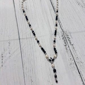 Black and White Faux Pearl Y-Necklace